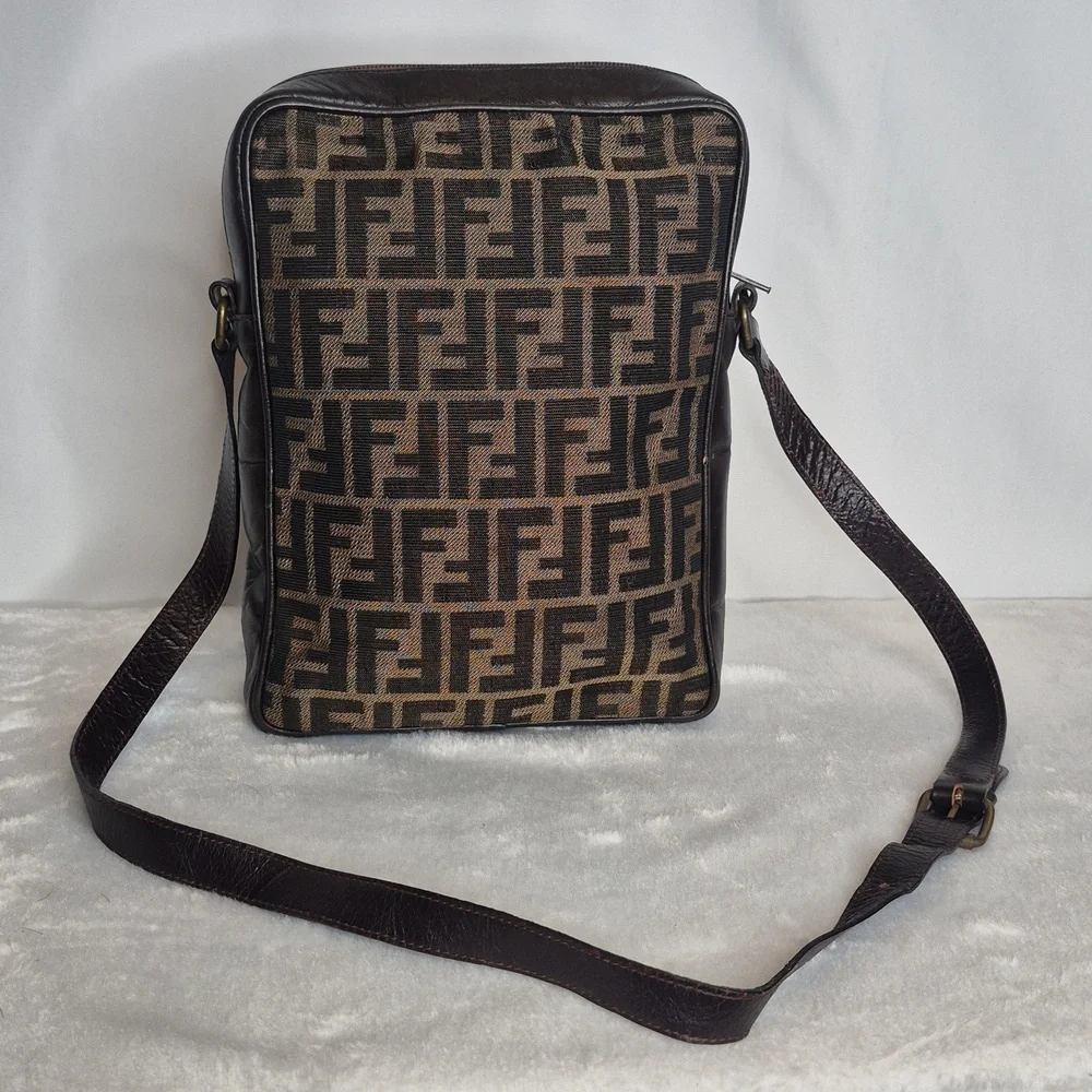 Fendi Vintage Brown Monogram Messenger Bag UNISEX w/Dust Bag & COA